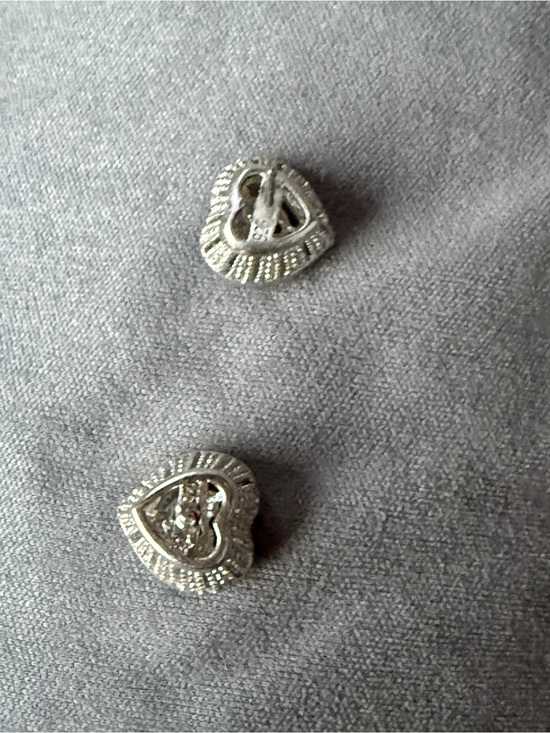 Zales Jewelry - Vintage Heart Halo Stud Earrings in Silver with Pavé diamonds